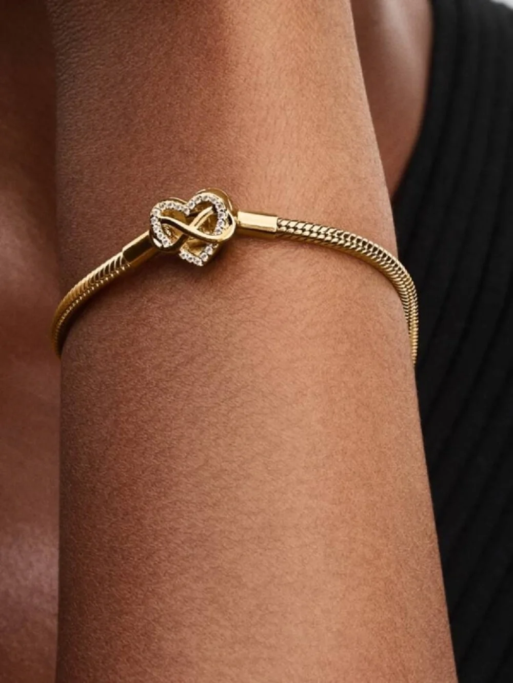 Pandora Sparkling Infinity Heart Clasp Snake Chain Bracelet